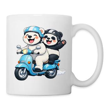 Polar Bear and Panda Bear on a Scooter - Mug - white - Right