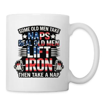 Alte Männer Amerika Fitness Joke  - Tasse - Weiß - Rechts