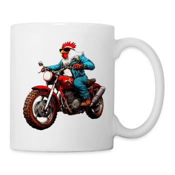 Huhn Motorrad - Tasse - Weiß - Rechts