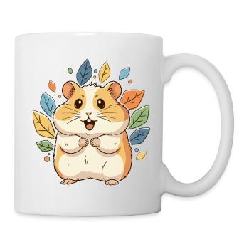 Kuscheliger Hamster mit Herbstblättern - Tasse - Weiß - Rechts