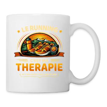 Le running c’est ma thérapie humour course à pied - Mug blanc - blanc - Droite