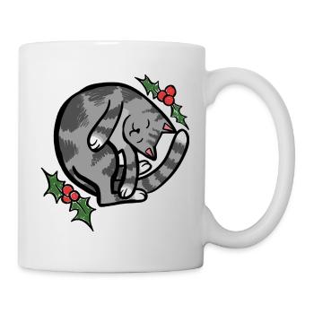Gemütliche Schlafkatze mit Holly - Tasse - Weiß - Rechts