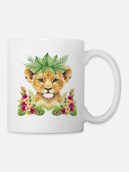 Floral lion cub - Mug - white