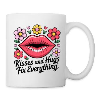 Kisses and hugs heal everything - Mug - white - Right