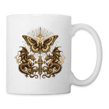 Okkulter Schmetterling mit Drachen – Gothic Dark - Tasse - Weiß - Rechts