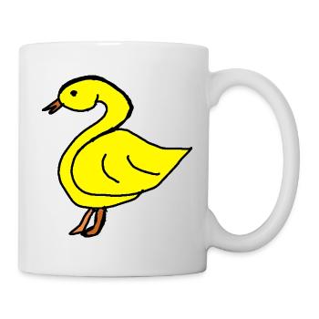 Gelbe Enten-Silhouette Schwarz - Tasse - Weiß - Rechts