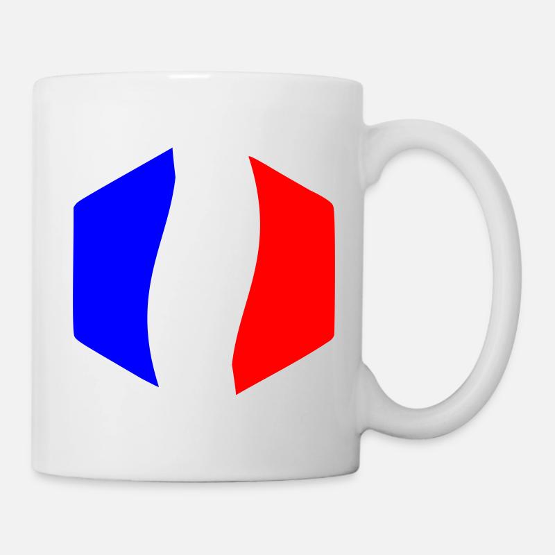 Abstrait Tricolore Bleu Blanc Rouge Courbe - Mug blanc - blanc