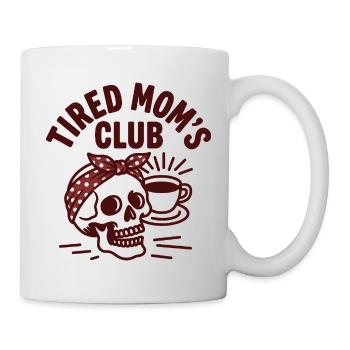 Tired Moms Club Retro Coffee Skull Mom - Mug - white - Right