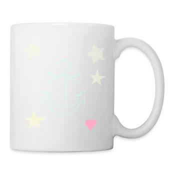 Anchor Hand Drawing with Star Heart - Mug - white - Right