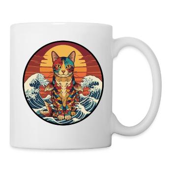 Koi-Katzen-Sonnenuntergangswellen - Tasse - Weiß - Rechts