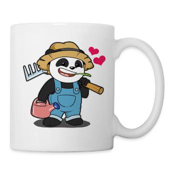 Gardener Panda with Heart: Cute Garden Motif - Mug - white - Right