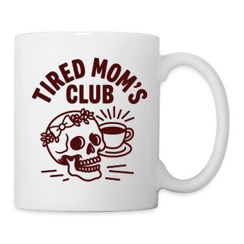Tired Moms Club Retro Coffee Skull Mom - Mug - white - Right