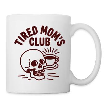Tired Moms Club Retro Coffee Skull Mom - Mug - white - Right