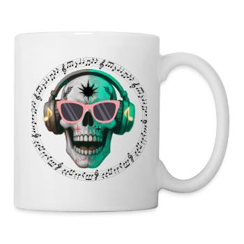 Skull with headphone and sunglasses t-shirt design - Mug - white - Right