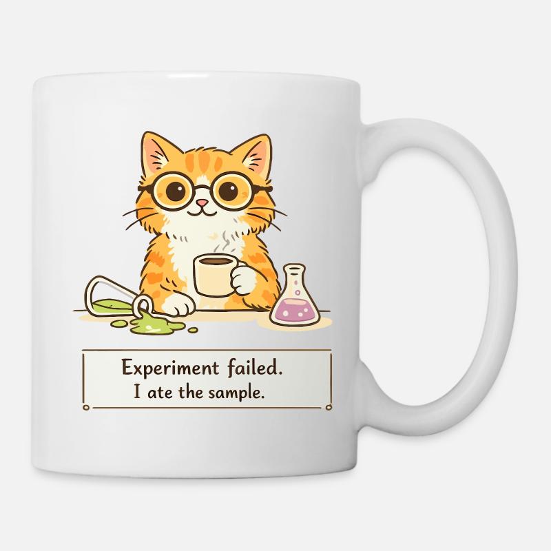 Chat scientifique. L’expérience a échoué. J’ai mangé l’échantillon - Mug blanc - blanc