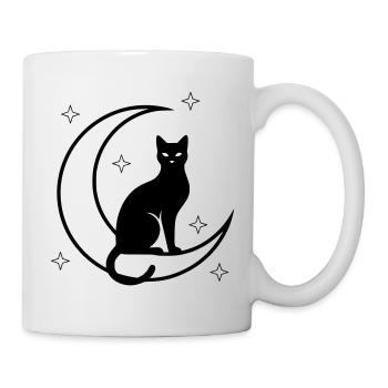 Katze Mond Sterne Silhouette - Tasse - Weiß - Rechts