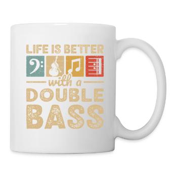 Double Bass Player Bassist Upright Bass Musician - Mug - white - Right