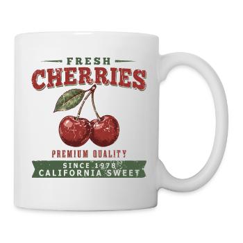 Chemise vintage Cherries, style rétro Fresh Cherry - Mug blanc - blanc - Droite