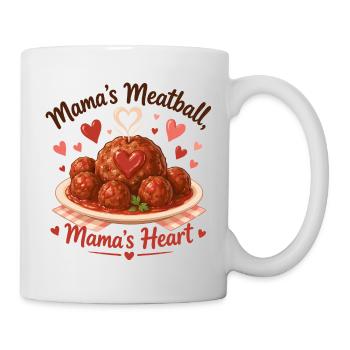 Mamas Meatball & Mamas Herz – Süßes Kinder Design - Tasse - Weiß - Rechts