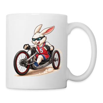 Handbike Hase Sport Inklusion Fun Design  - Tasse - Weiß - Rechts