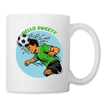 Kopfball Cartoon-Fußballheld - Tasse - Weiß - Rechts
