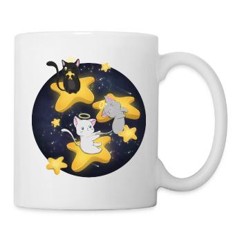 Kawaii Space Cats Sitting Stars Shirt - Tasse - Weiß - Rechts