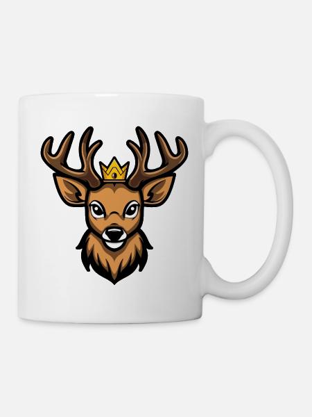 Hirsch Kopf Krone - Tasse - Weiß