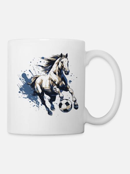 Pferd Fussball Team - Tasse - Weiß