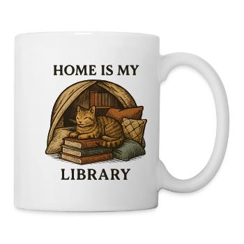 Zuhause ist meine Bibliothek - Tasse - Weiß - Rechts