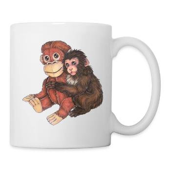 Cute Monkey with Supoort Animal Plush Toy - Mug - white - Right