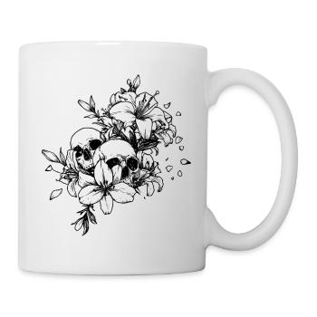 Gothic Skull Flower Shirt Dark Floral Aesthetic - Mug - white - Right