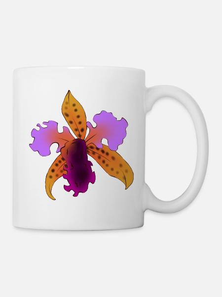 Lila-orange, auffällige Iris - Tasse - Weiß