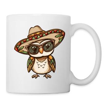Sombrero comique drôle de la bande dessinée de la chouette - Mug blanc - blanc - Droite