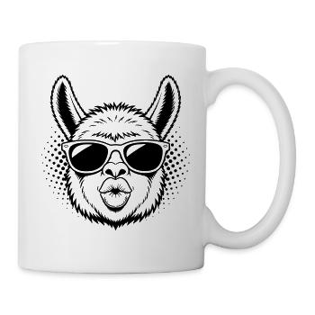 Cooles Alpaka mit Sonnenbrille Kussmund - Tasse - Weiß - Rechts