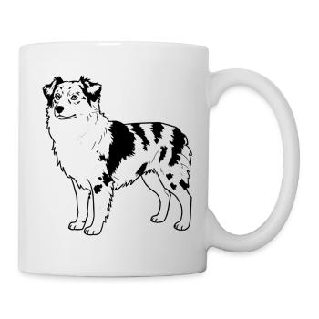 Australian Shepherd - Tasse - Weiß - Rechts