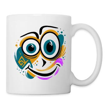 Drôle de visage éclaboussé - Mug blanc - blanc - Droite