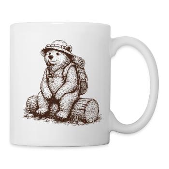 Cool Bear with Backpack Hiking Motif - Mug - white - Right