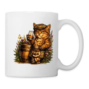 Scottish wildcat with whisky barrel - Mug - white - Right