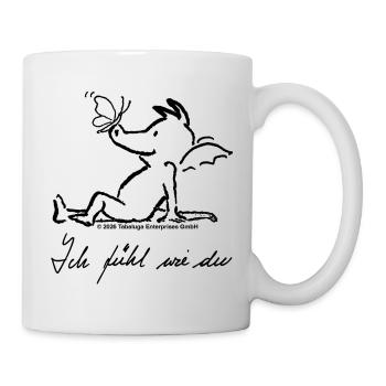 Tabaluga, Schmetterling & Spruch Ich Fühl Wie Du - Tasse - Weiß - Rechts