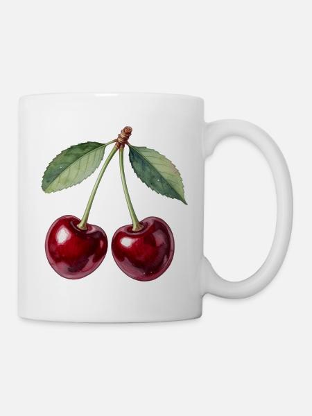Kirschen Geschenk Geburtstag Weihnachten - Tasse - Weiß