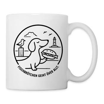 Fischbrötchen geiht över all Moin norddeutsch - Tasse - Weiß - Rechts