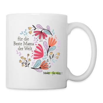 Blumen für die beste Mama - Tasse - Weiß - Rechts