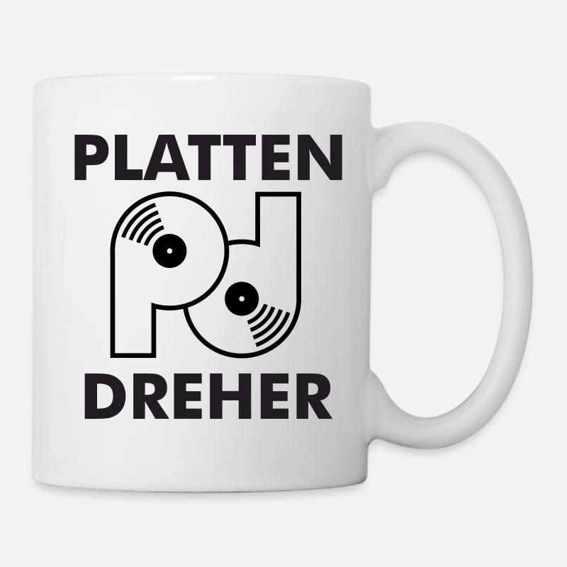 Plattendreher Logo mit Schriftzug - Tasse - Weiß
