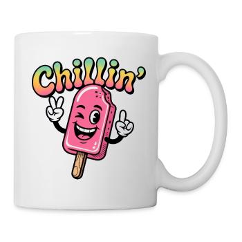 Retro Chillin Pink Eis am Stiel Zeichentrick - Tasse - Weiß - Rechts