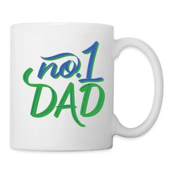 No.1 Dad – Handlettering - Tasse - Weiß - Rechts