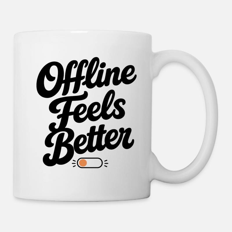 Hors ligne, c’est mieux | Typographie rétro minimale - Mug blanc - blanc
