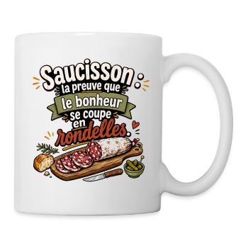 Saucisson bonheur en rondelles - Mug blanc - blanc - Droite