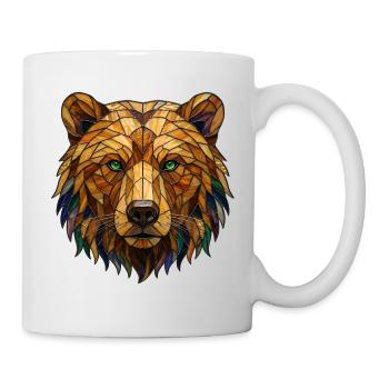 Portrait d’ours en vitrail mosaïque - Mug blanc - blanc - Droite