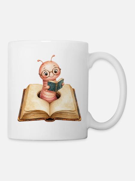 Bücherwurm - Tasse - Weiß