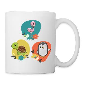 Flamingo Schildkröte Pinguin  - Tasse - Weiß - Rechts